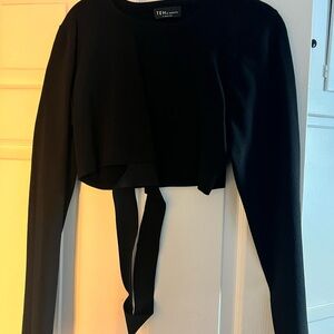 TEN Black Long Sleeve Top with Ties